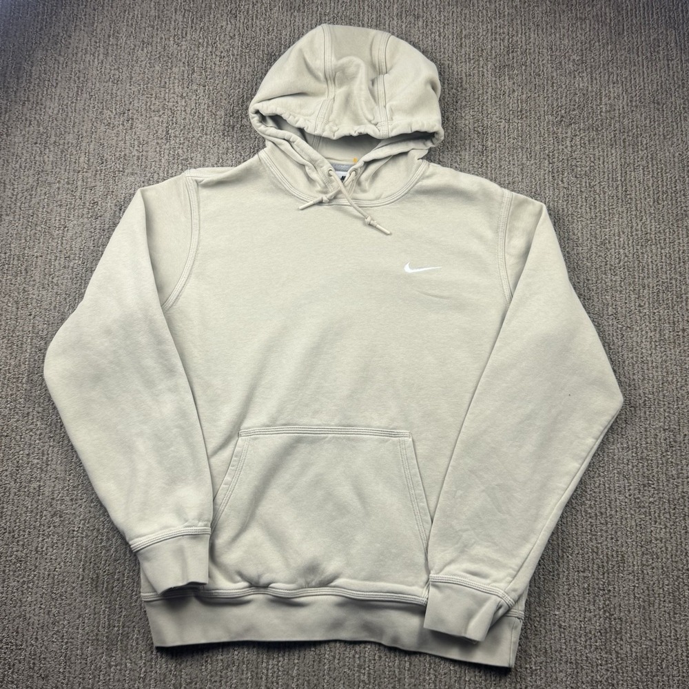 Nike Adult Mens L Sportswear Club Fleece Hoodie Pullover Sweatshirt Beige